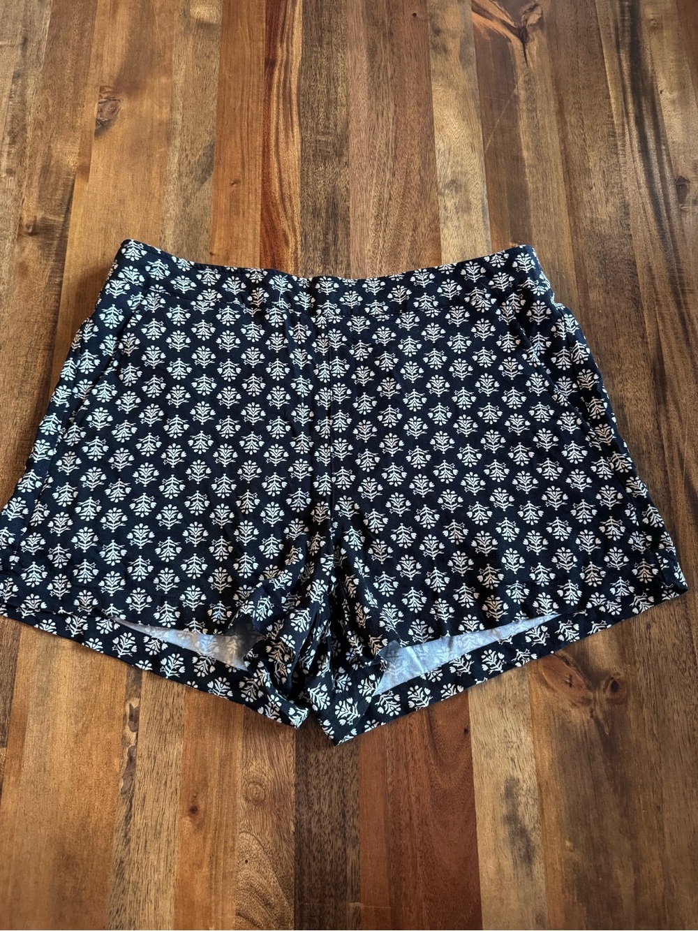Old Navy Black Shorts with White Floral Motif